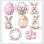 Sticker Ensemble Rose Pastel 2 Pâques (Feuille)