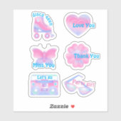 Sticker Ensemble rose tendance (Feuille)