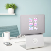 Sticker Ensemble rose tendance (Ordinateur portable sur le bureau)