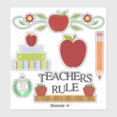 Sticker Ensemble thématique de l'enseignant de l'école (Feuille)