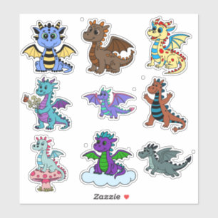 Sticker Ensemble vibrant d'autocollants de dinosaures pour