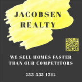 Sticker Entreprise moderne Noir Jaune QR Code Marketing (Devant)