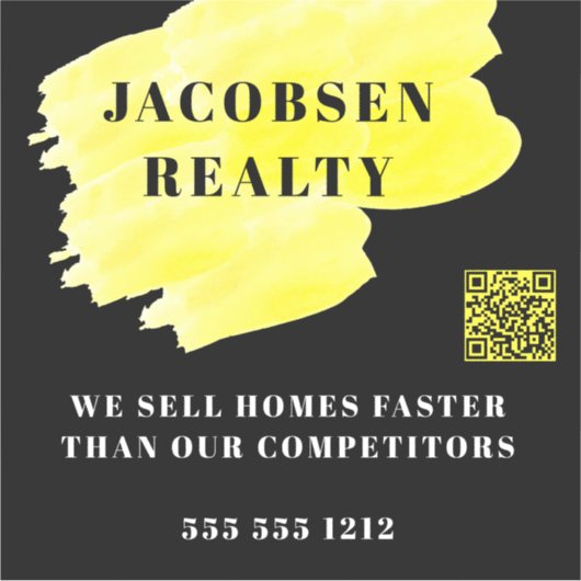 Sticker Entreprise moderne Noir Jaune QR Code Marketing (Devant)