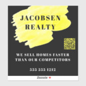 Sticker Entreprise moderne Noir Jaune QR Code Marketing (Feuille)