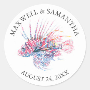Sticker Envelope Seal, Mariage Plage Lionfish