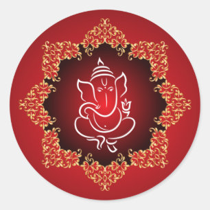 Sticker Enveloppe 20 - 1,5" Lord Ganesha/Rouge hin