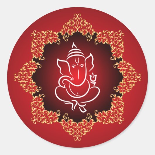Sticker Enveloppe 20 - 1,5" Lord Ganesha/Rouge hin (Devant)