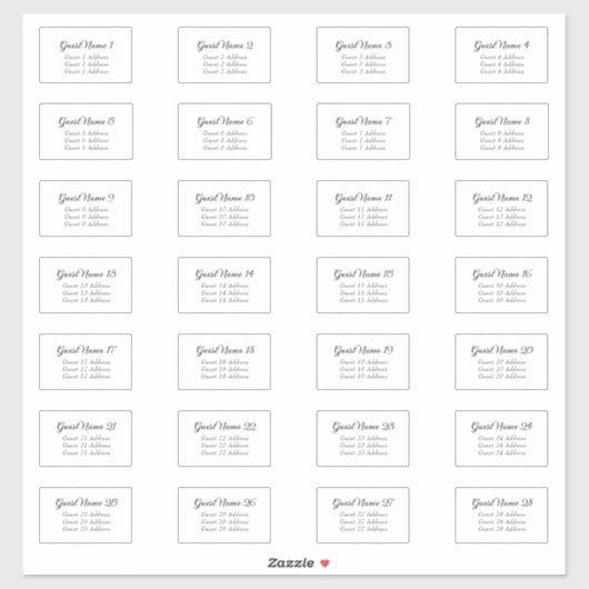 Sticker Enveloppe mariage Adresse 28 Élégant Script Italiq (Feuille)