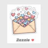 Sticker Enveloppe mignonne pleine de coeur Saint-Valentin (Feuille)