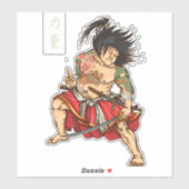 Sticker Épée de guerrier samouraï tatoué (Feuille)