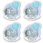 Sticker Ephène de dessin animé avec ballons bleus et bâton (Devant)