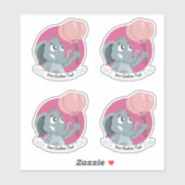 Sticker Ephène de dessin animé avec ballons roses et texte (Feuille)