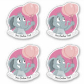 Sticker Ephène de dessin animé avec ballons roses et texte (Devant)