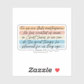 Sticker Éphésiens 2:10 Chef-d'oeuvre des dieux (Feuille)