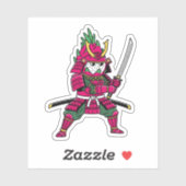 Sticker Epic Dragon Fruit Samurai Warrior Katana Illustrat (Feuille)