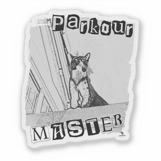 Sticker Epic Parkour Master Funny Punk Kitty Design (Devant)