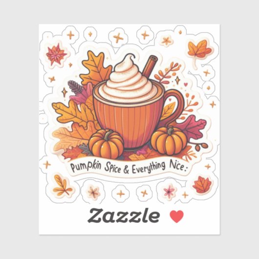 Sticker Épice citrouille & Tout Nice Cosy Fall Vinyl (Feuille)