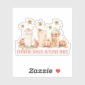 Sticker Épices citrouilles Automne Boire Drôle Citation (Feuille)