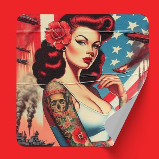 Sticker Épinglette de tatouage Vintage à chaud