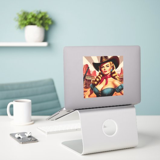 Sticker Épinglette vintage (Ordinateur portable sur le bureau)