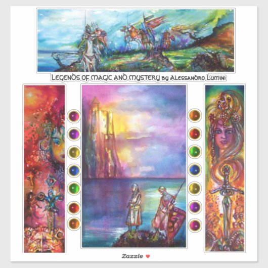 Sticker Épique, Excalibur, Durendal, Chevaliers Médiévaux (Feuille)