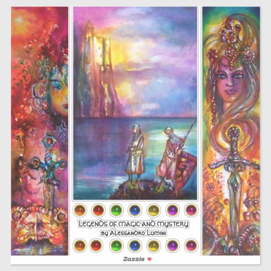 Sticker Épique, Excalibur, Durendal, Chevaliers Médiévaux (Feuille)