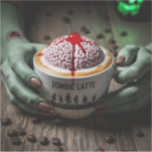 Sticker Épouvantable latte de zombie Halloween (Devant)