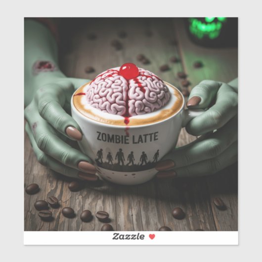 Sticker Épouvantable latte de zombie Halloween (Feuille)