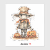 Sticker Épouvantail mignon, Citrouille d'Halloween, Sticke (Feuille)