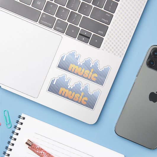 Sticker Equalizer numérique Musique Wave Wall (Ordinateur portable avec iPhone)