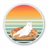 Sticker Équestre de chat pizza rétro (Devant)
