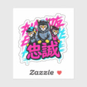 Sticker Équipage de Chat Japonais Cool - Pour Ordinateurs (Feuille)