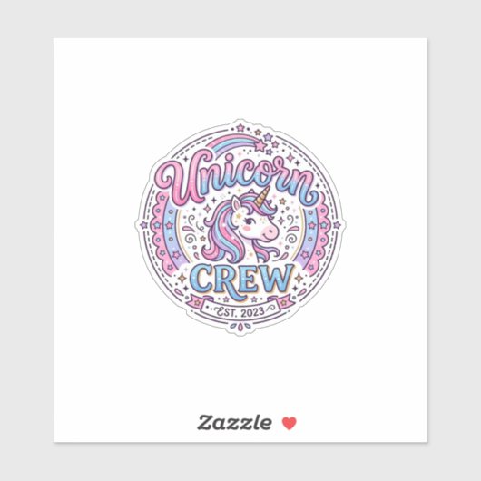 Sticker Équipage de licorne impression ludique à la demand (Feuille)