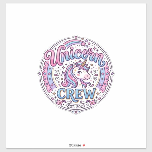 Sticker Équipage de licorne impression ludique à la demand (Feuille)