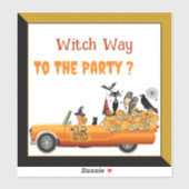 Sticker Équipage d'Halloween Sorcière Chat Chauve-Souris H (Feuille)