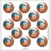 Sticker Équipe blanche turquoise couleurs cadeaux ensemble (Feuille)