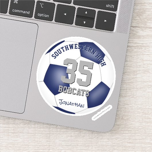 Sticker équipe bleu blanc couleurs garçons filles soccer (Détail)