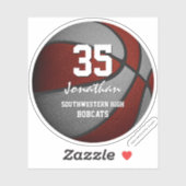 Sticker Équipe de basket-ball blanc Maron cadeaux pour enf (Feuille)