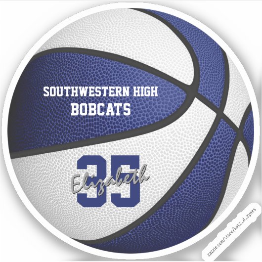 Sticker équipe de basket-ball bleu blanc faveurs (Devant)