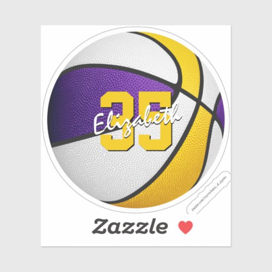 Sticker équipe de basket-ball en or violet couleurs fête (Feuille)