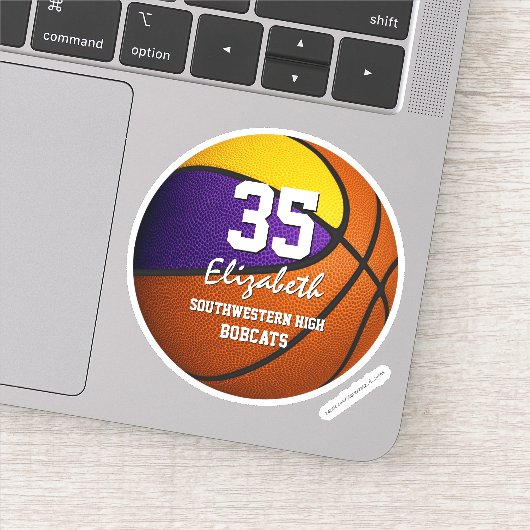 Sticker Équipe de basket-ball en or violet couleurs garçon (Détail)