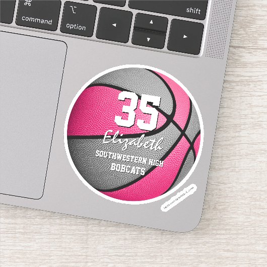Sticker Équipe de basket-ball rose gris couleurs filles sp (Détail)