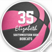 Sticker Équipe de basket-ball rose noir couleurs filles sp (Devant)