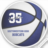 Sticker équipe de basket bleu blanc couleurs personnalisée (Devant)