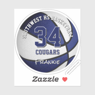Sticker équipe de basket couleurs enfants nom bleu blanc