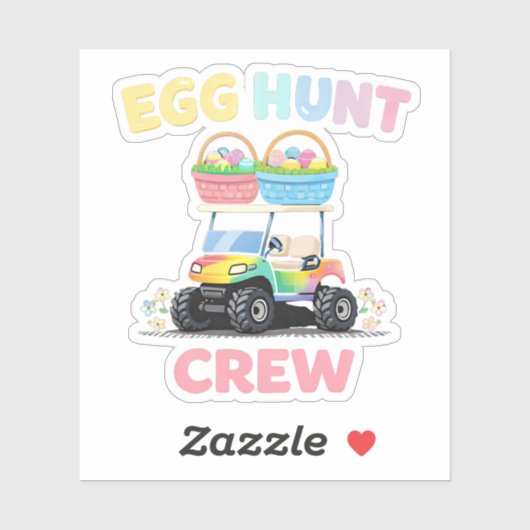 Sticker Équipe de chasse aux œufs, plaisir de Pâques en fa (Feuille)