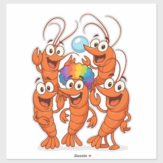 Sticker Équipe de crevettes ambiance plage (Feuille)