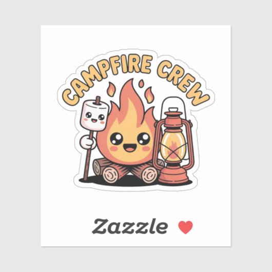 Sticker Équipe de feu de camp - Amis de camping mignons (Feuille)