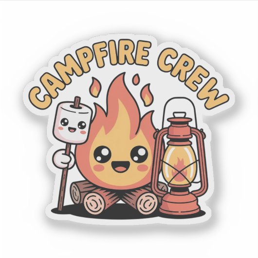 Sticker Équipe de feu de camp - Amis de camping mignons (Devant)