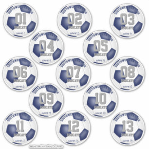 Sticker équipe de football bleu blanc couleurs jeu de 13